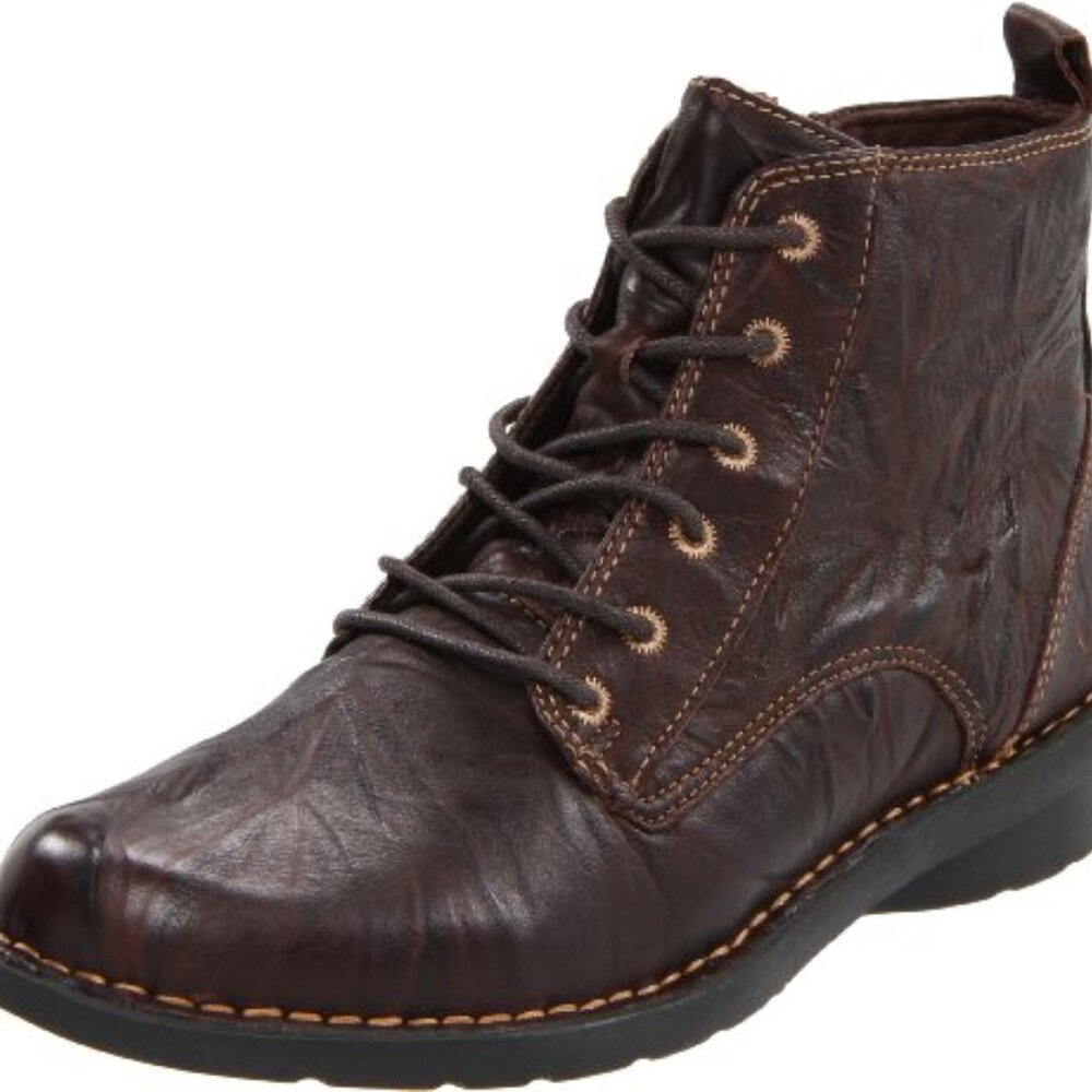 Clarks Women's Nikki North Brown Textured Leather Lace-Up Ankle Boots 10 - Picture 8 of 8